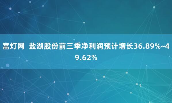 富灯网  盐湖股份前三季净利润预计增长36.89%~49.62%